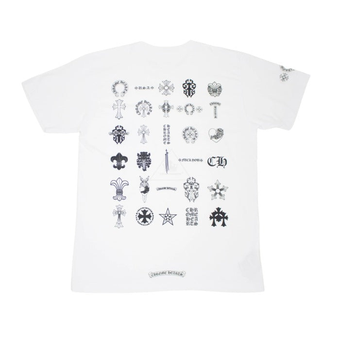 authentic chrome hearts multi logo short sleeve t-shirt - premium designer jewelry front view