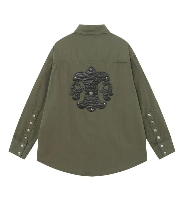 authentic chrome hearts multi pocket long sleeve shirt - premium designer jewelry front view