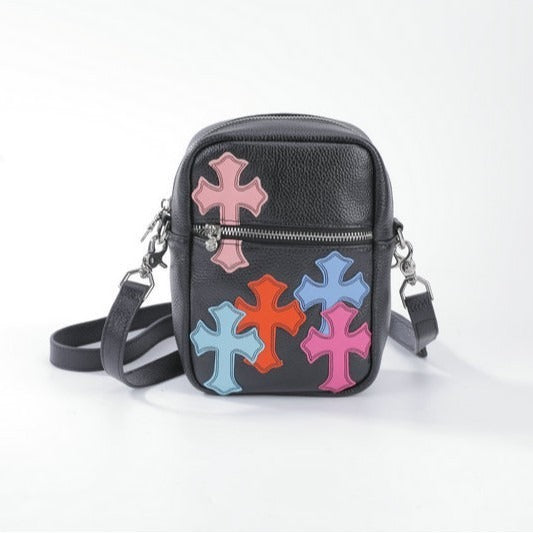 authentic chrome hearts multicolor cross patch mini taki bag - premium designer jewelry front view