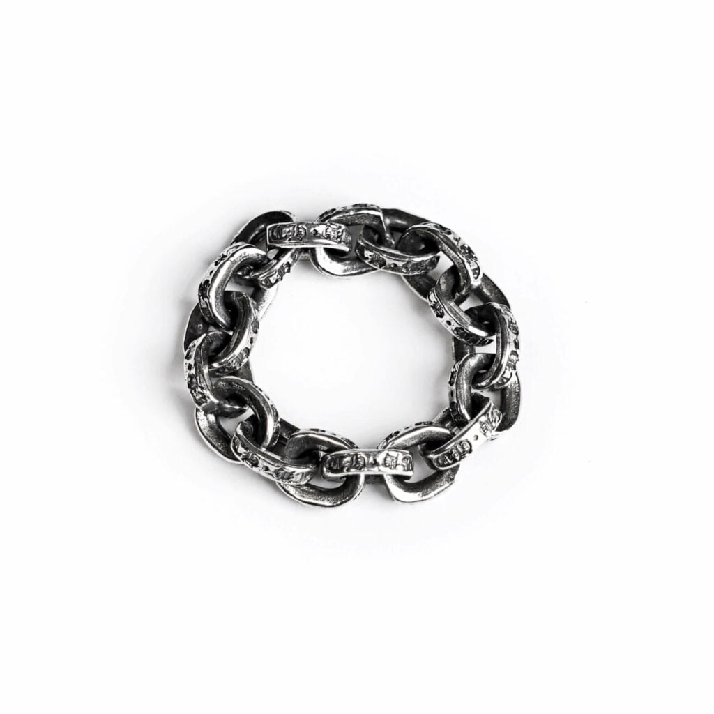 authentic chrome hearts paper chain ring - premium designer jewelry front view