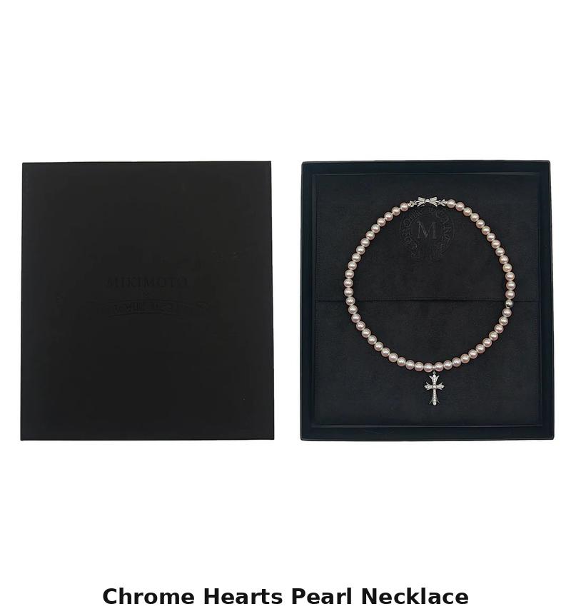 authentic chrome hearts pearl necklace - premium designer jewelry front view