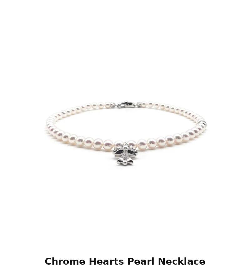 authentic chrome hearts pearl necklace - premium designer jewelry front view