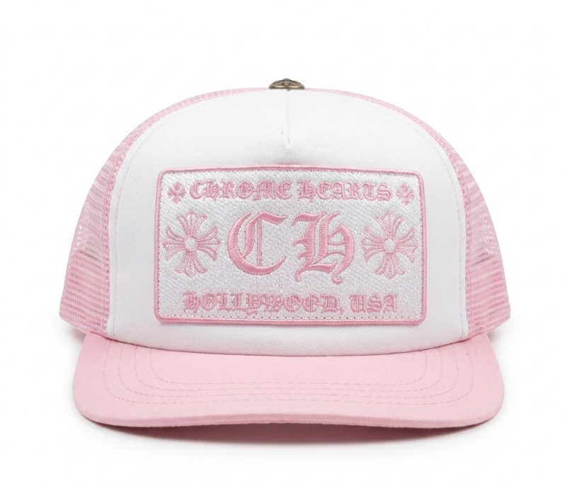 authentic chrome hearts pink hat - premium designer jewelry front view