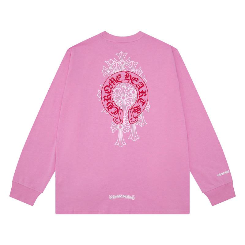 authentic chrome hearts pink long sleeve shirt - premium designer jewelry front view