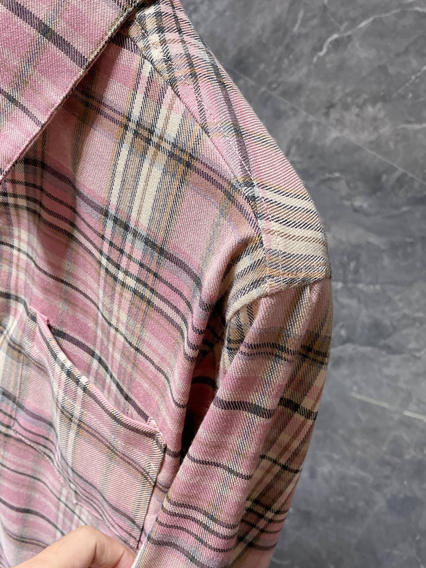 authentic chrome hearts pink plaid casual t shirt - premium designer jewelry front view