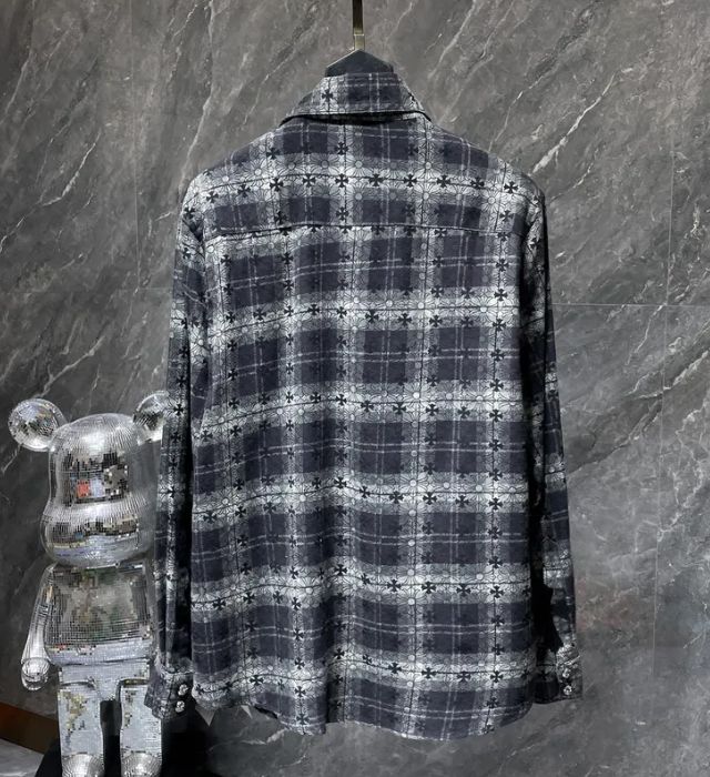 authentic chrome hearts plaid t shirt - premium designer jewelry front view