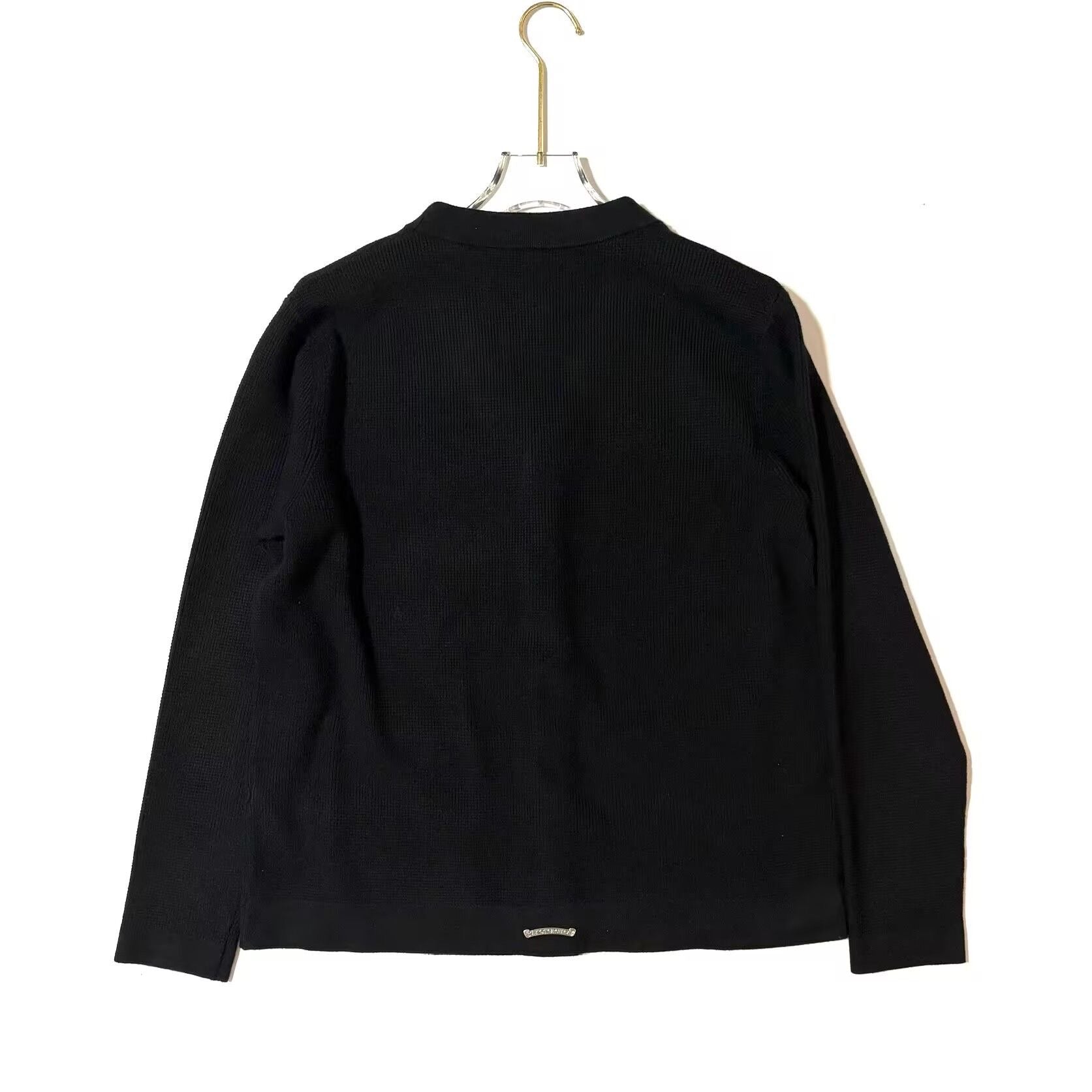 authentic chrome hearts pocket cardigan black - premium designer jewelry front view