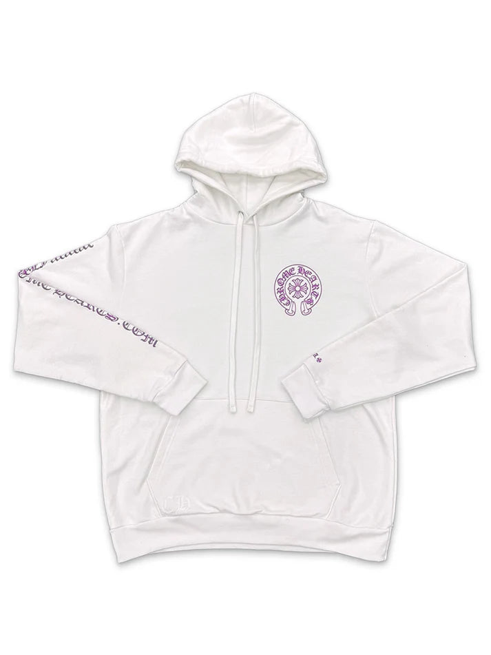 authentic chrome hearts purple glitter hoodie - premium designer jewelry front view