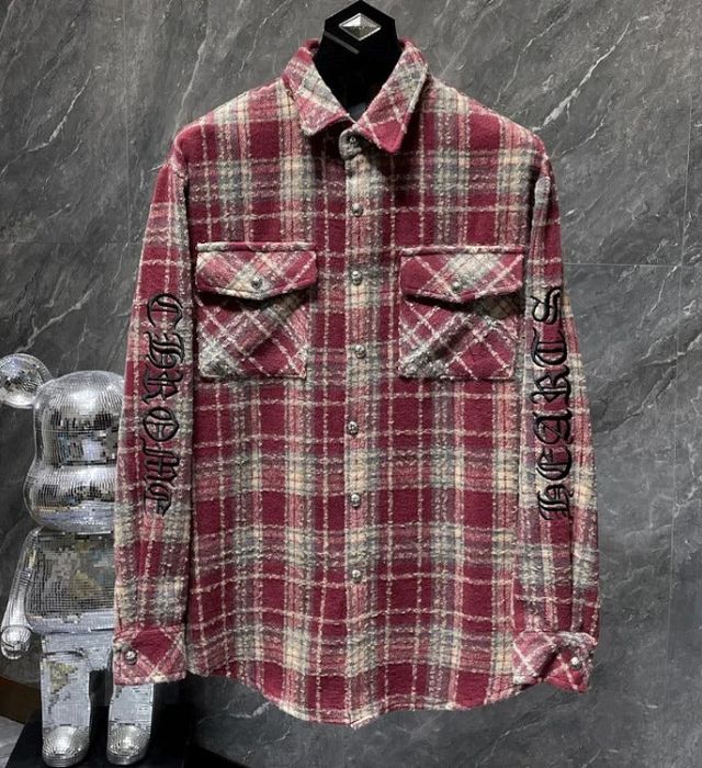 authentic chrome hearts retro red casual t shirt - premium designer jewelry front view