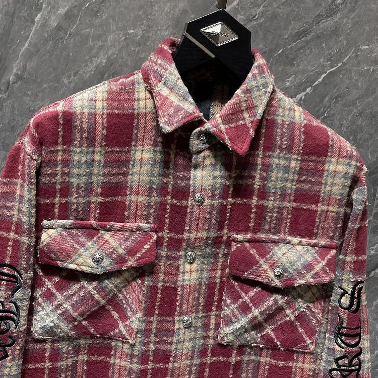 authentic chrome hearts retro red casual t shirt - premium designer jewelry front view