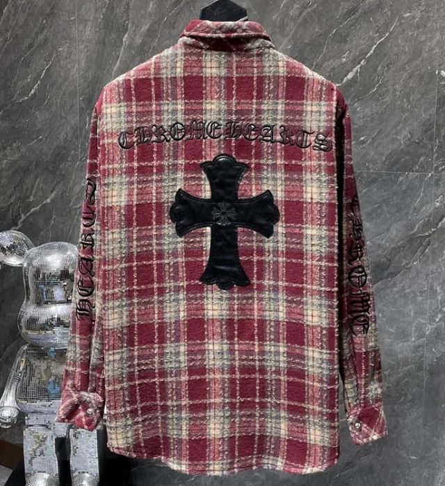 authentic chrome hearts retro red casual t shirt - premium designer jewelry front view