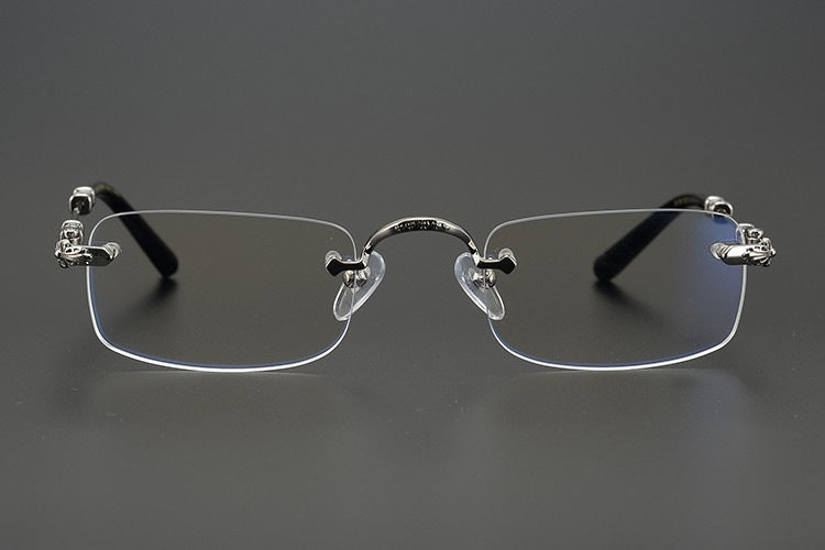 authentic chrome hearts rimless glasses – silver edition - premium designer jewelry front view
