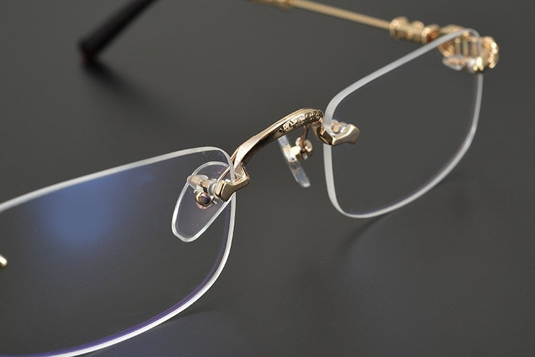 authentic chrome hearts rimless glasses - premium designer jewelry front view