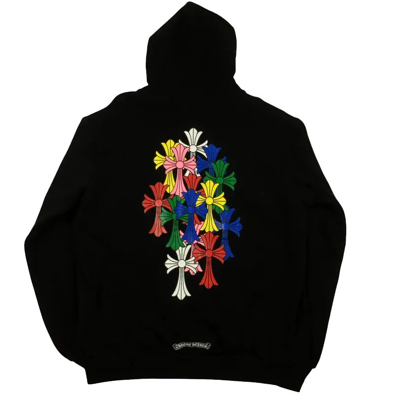 authentic ch script multicolor cross cemetery zip up hoodie - premium designer jewelry front view