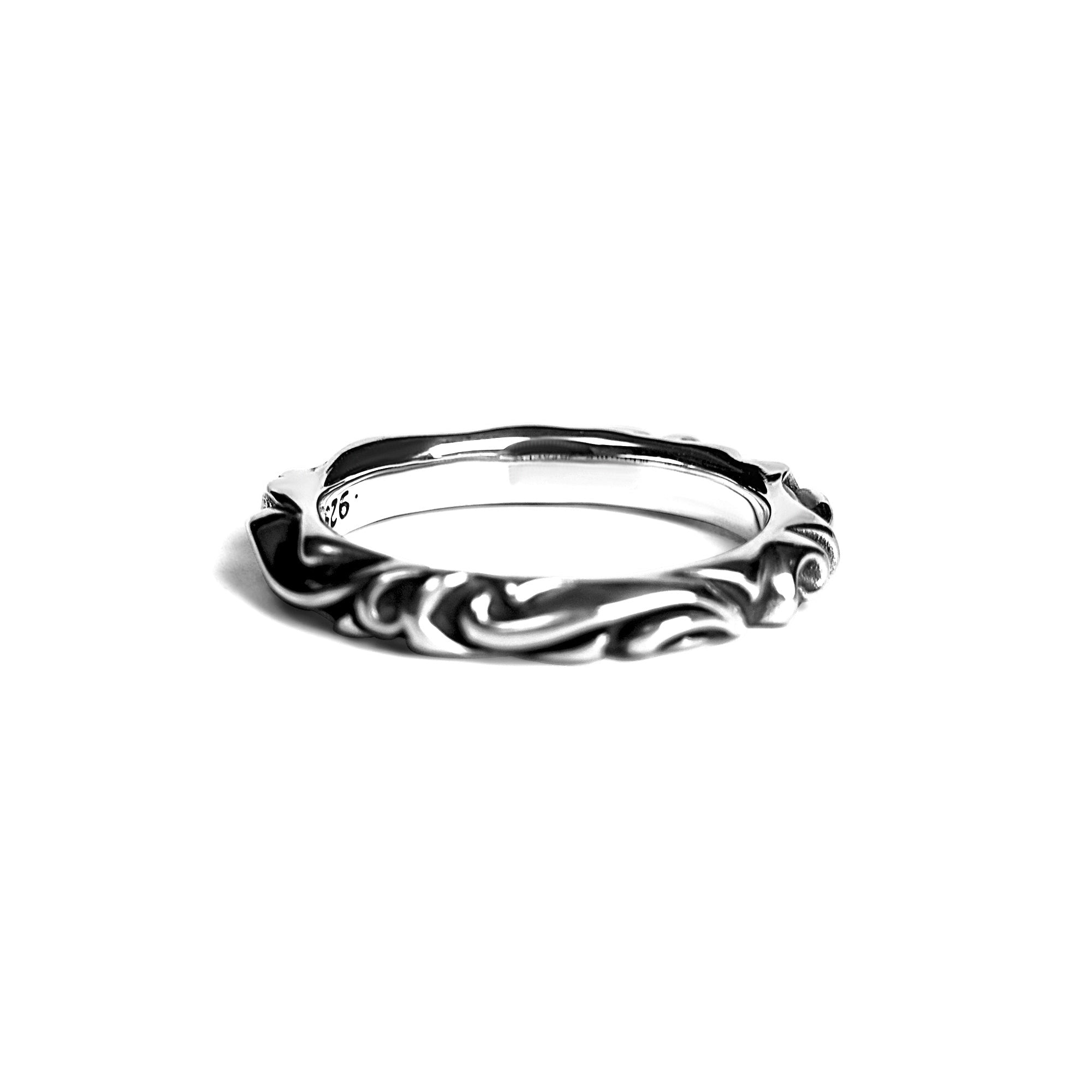 authentic chrome hearts scroll band ring - premium designer jewelry front view