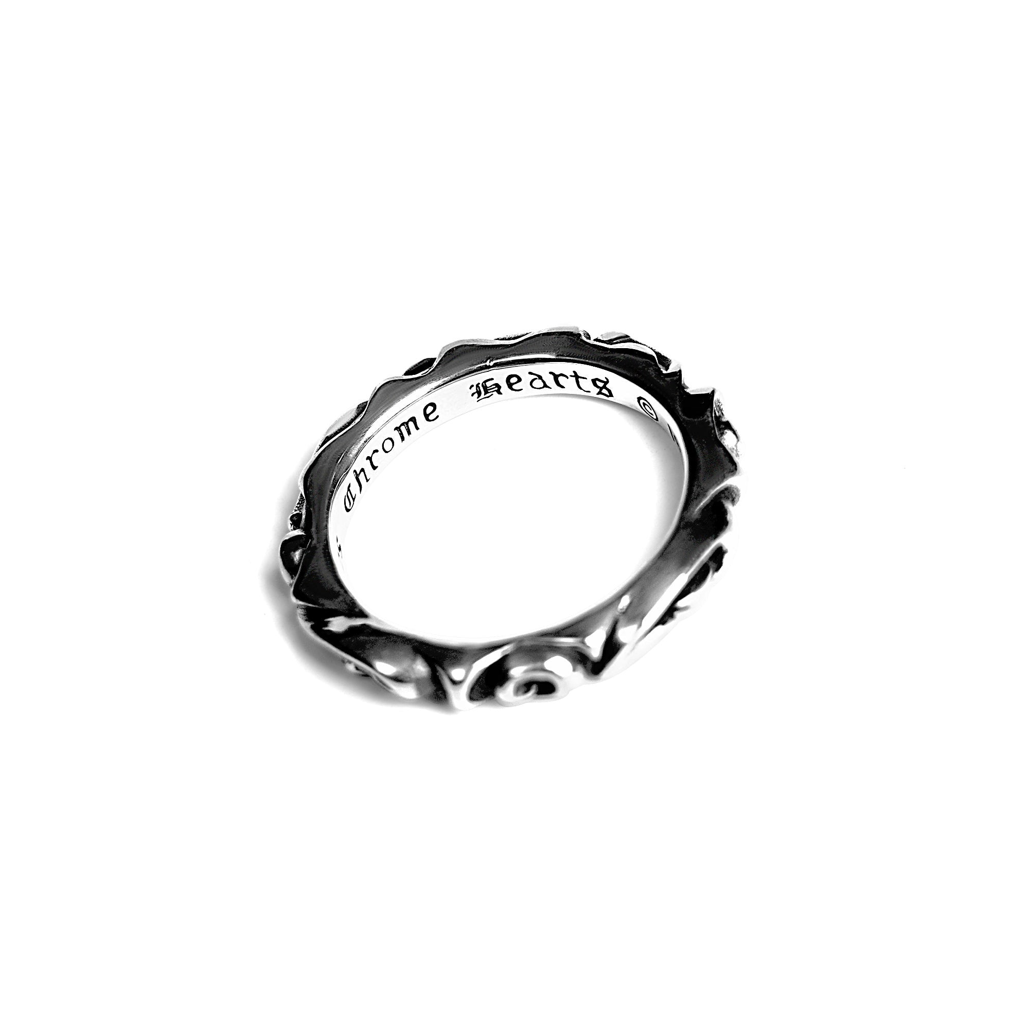 authentic chrome hearts scroll band ring - premium designer jewelry front view