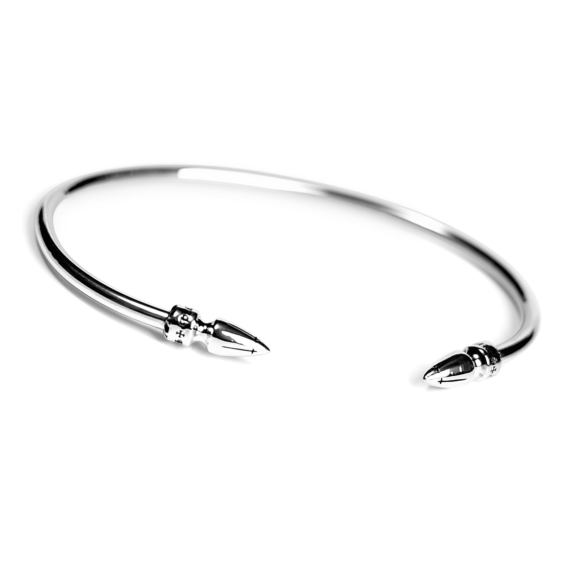 authentic chrome hearts skinny spike cuff - premium designer jewelry front view