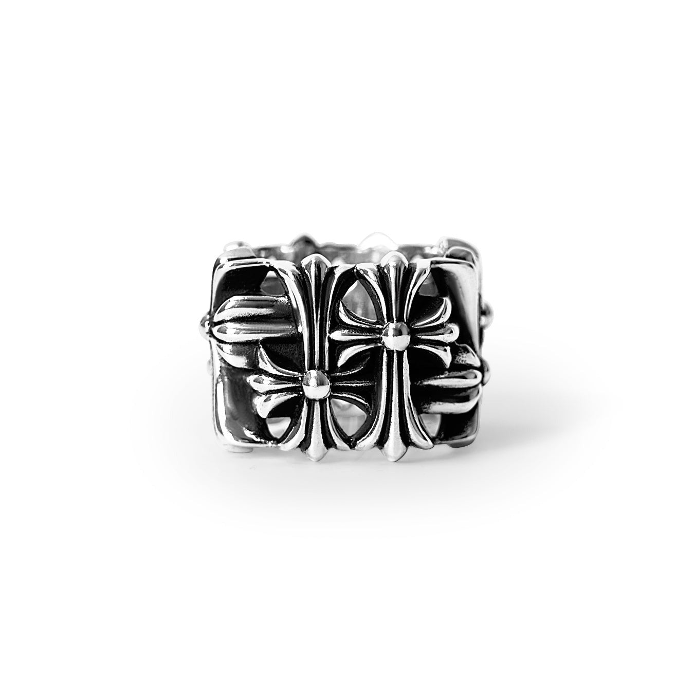 authentic chrome hearts square cemetery ring - premium designer jewelry front view