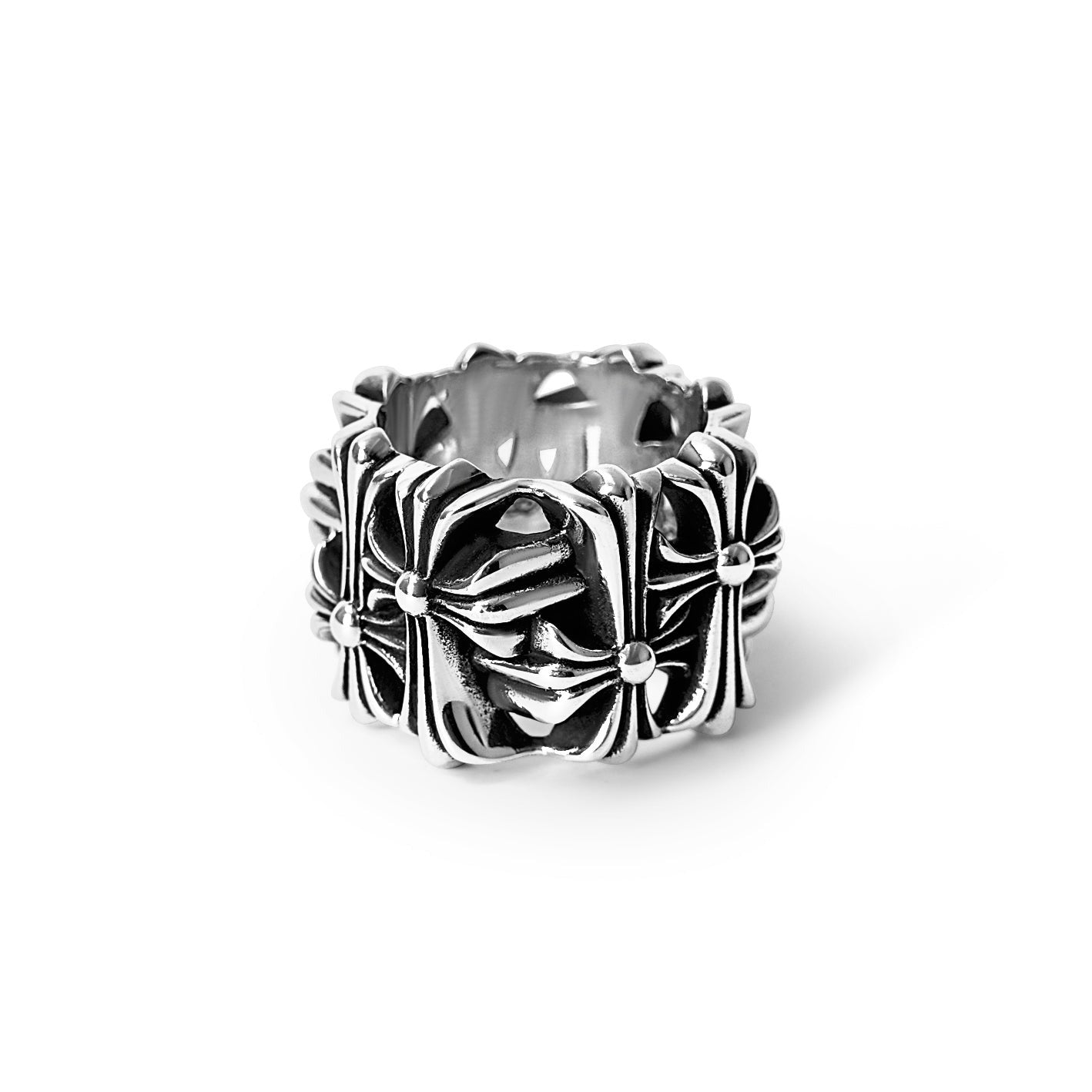 authentic chrome hearts square cemetery ring - premium designer jewelry front view