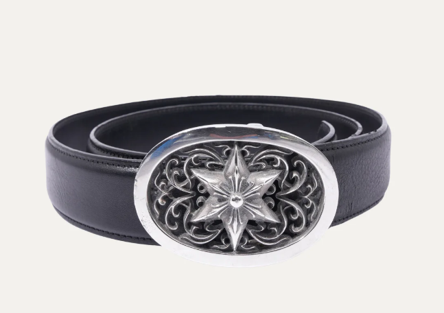 authentic chrome hearts star buckle belt - premium designer jewelry front view