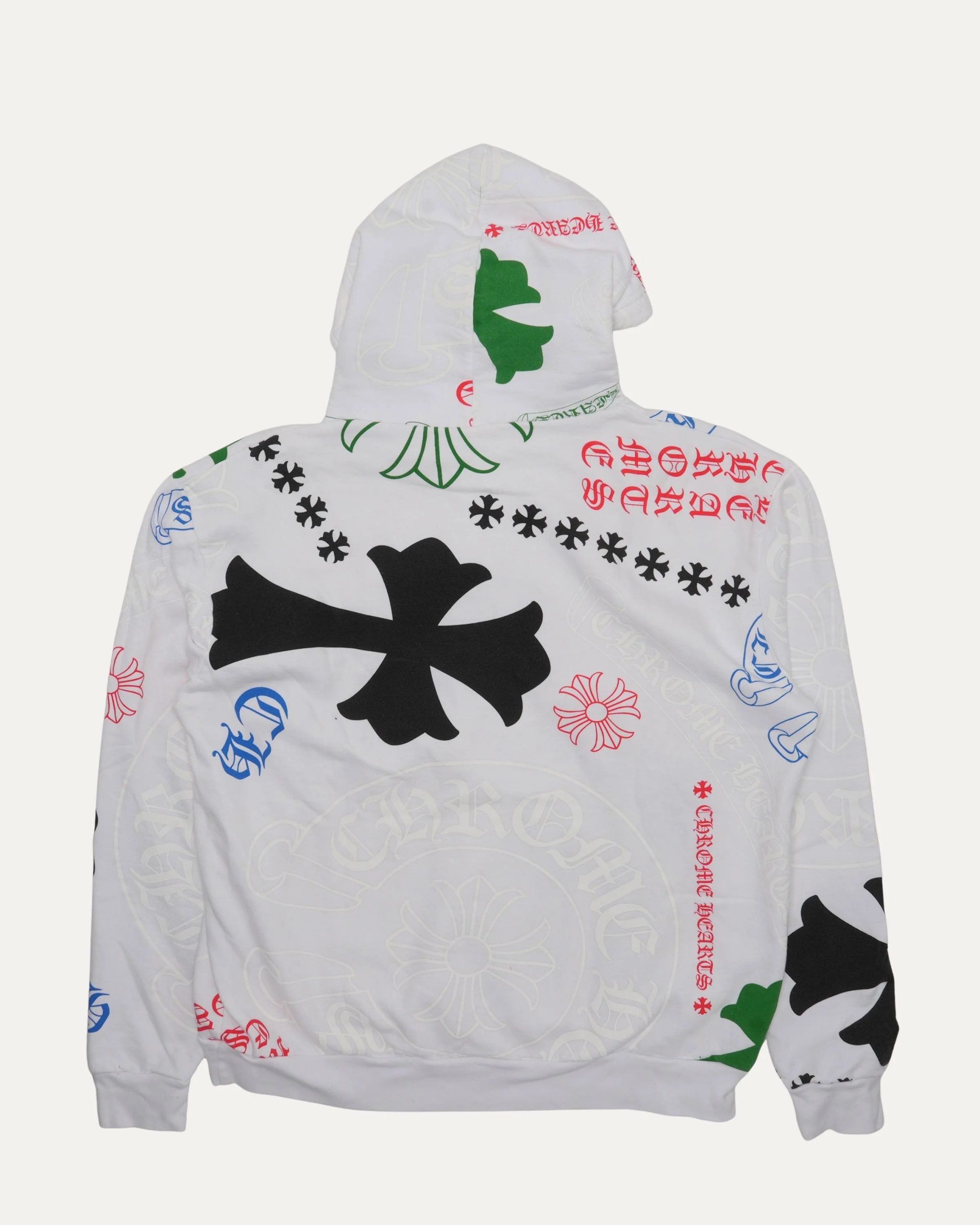 authentic chrome hearts stencil hoodie - premium designer jewelry front view