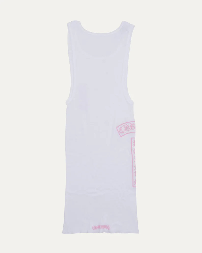 authentic chrome hearts t-bar logo ribbed tank top - premium designer jewelry front view