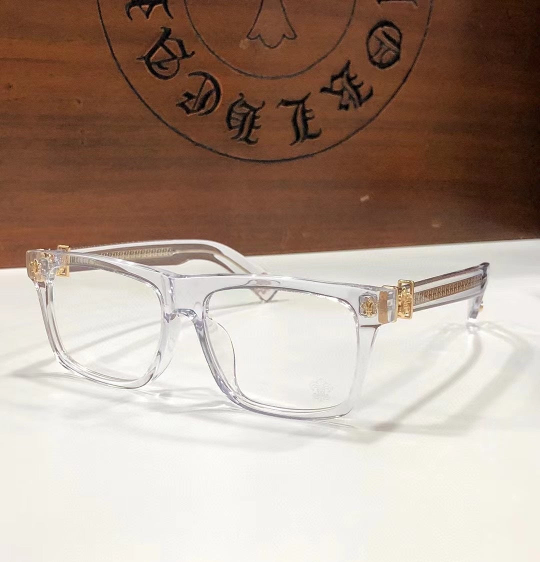 authentic chrome hearts transparent golden glasses - premium designer jewelry front view