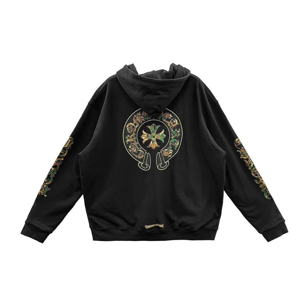 authentic chrome hearts triple cross camo hoodie - premium designer jewelry front view