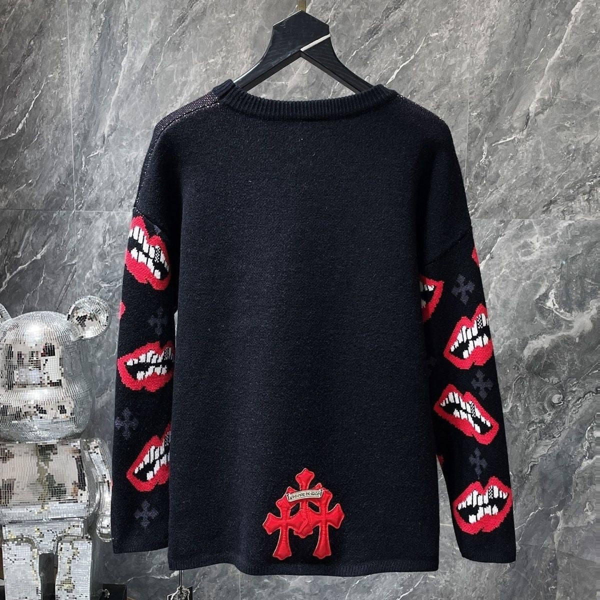 authentic chrome hearts triple cross matty boy long sleeve - premium designer jewelry front view