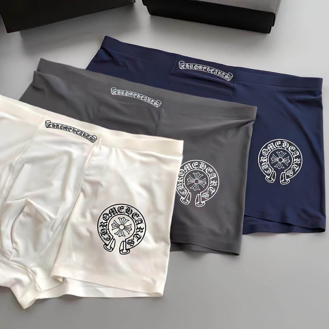 authentic chrome hearts underwear – cream gray navy - premium designer jewelry front view