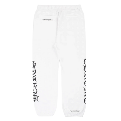 authentic chrome hearts white sweatpants - premium designer jewelry front view