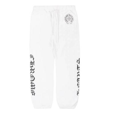 authentic chrome hearts white sweatpants - premium designer jewelry front view