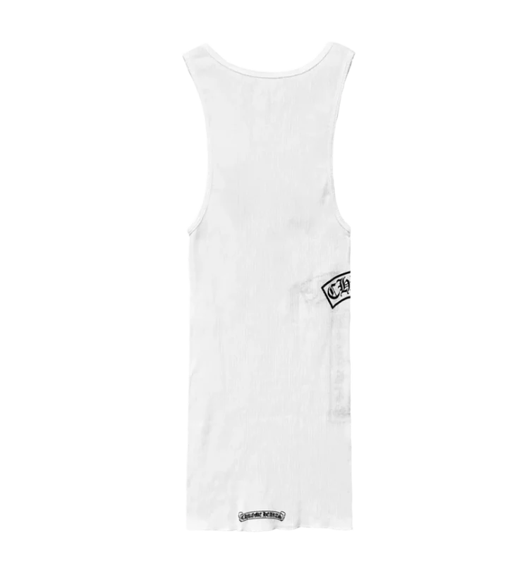 authentic chrome hearts white tank top - premium designer jewelry front view
