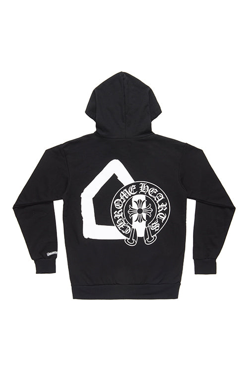 authentic chrome hearts × comme des garcons × dover street market black hoodie - premium designer jewelry front view