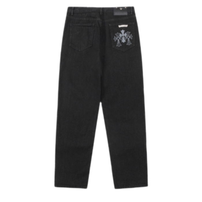 authentic chrome hearts cross-distressed jeans - premium designer jewelry front view