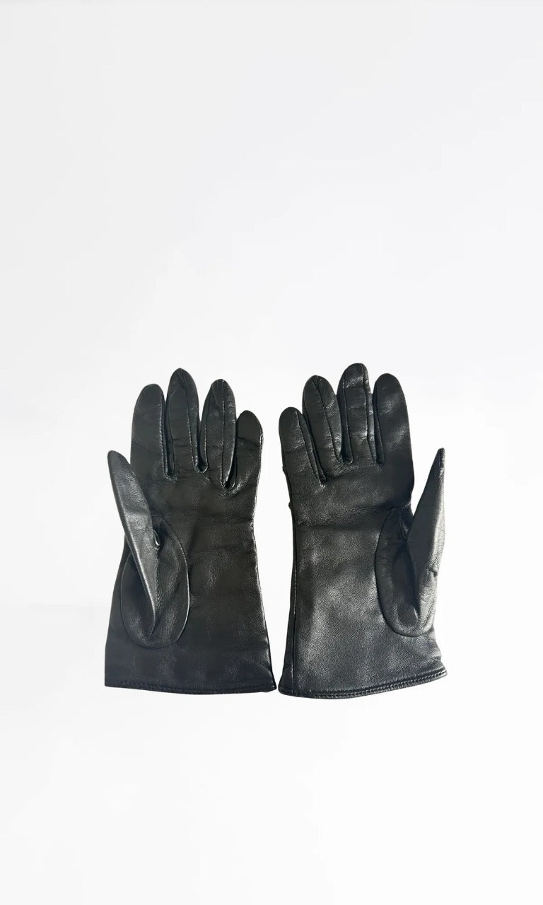 authentic chrome hearts leather gloves – cross charms - premium designer jewelry front view