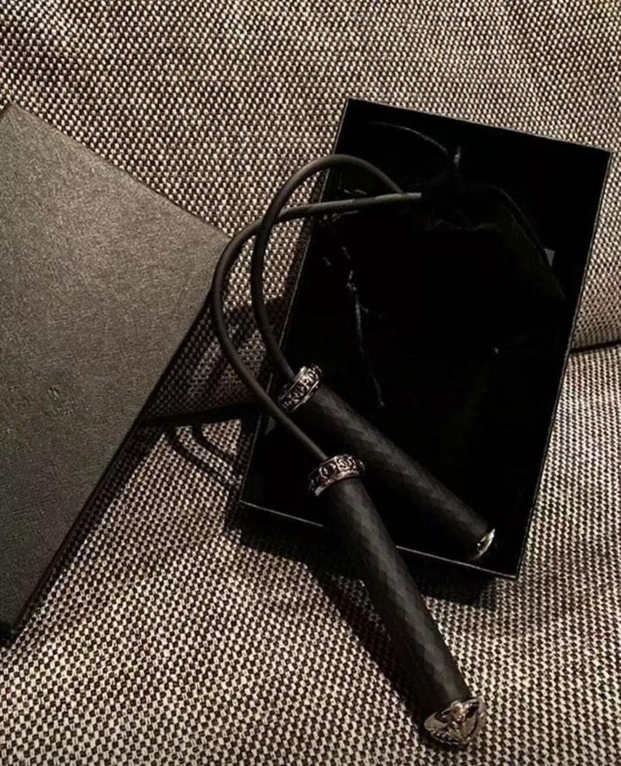 authentic chrome hearts leather jump rope - premium designer jewelry front view