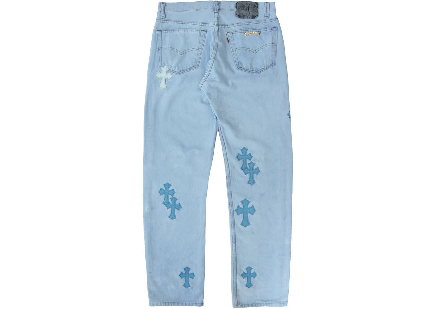 authentic chrome hearts x drake certified lover boy vintage levi’s jeans - premium designer jewelry front view