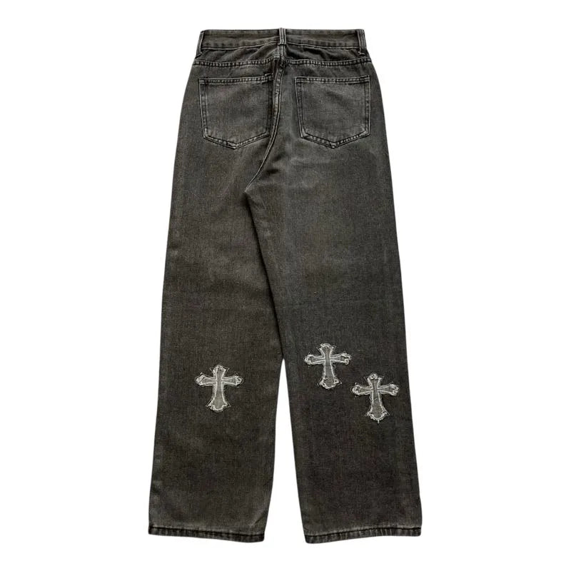 authentic chrome hearts cross pants - premium designer jewelry front view