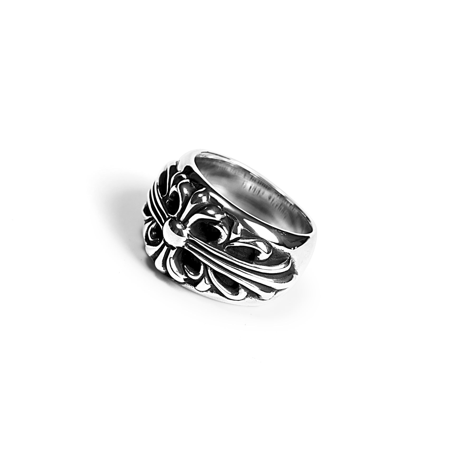 authentic floral cross ring - premium designer jewelry front view
