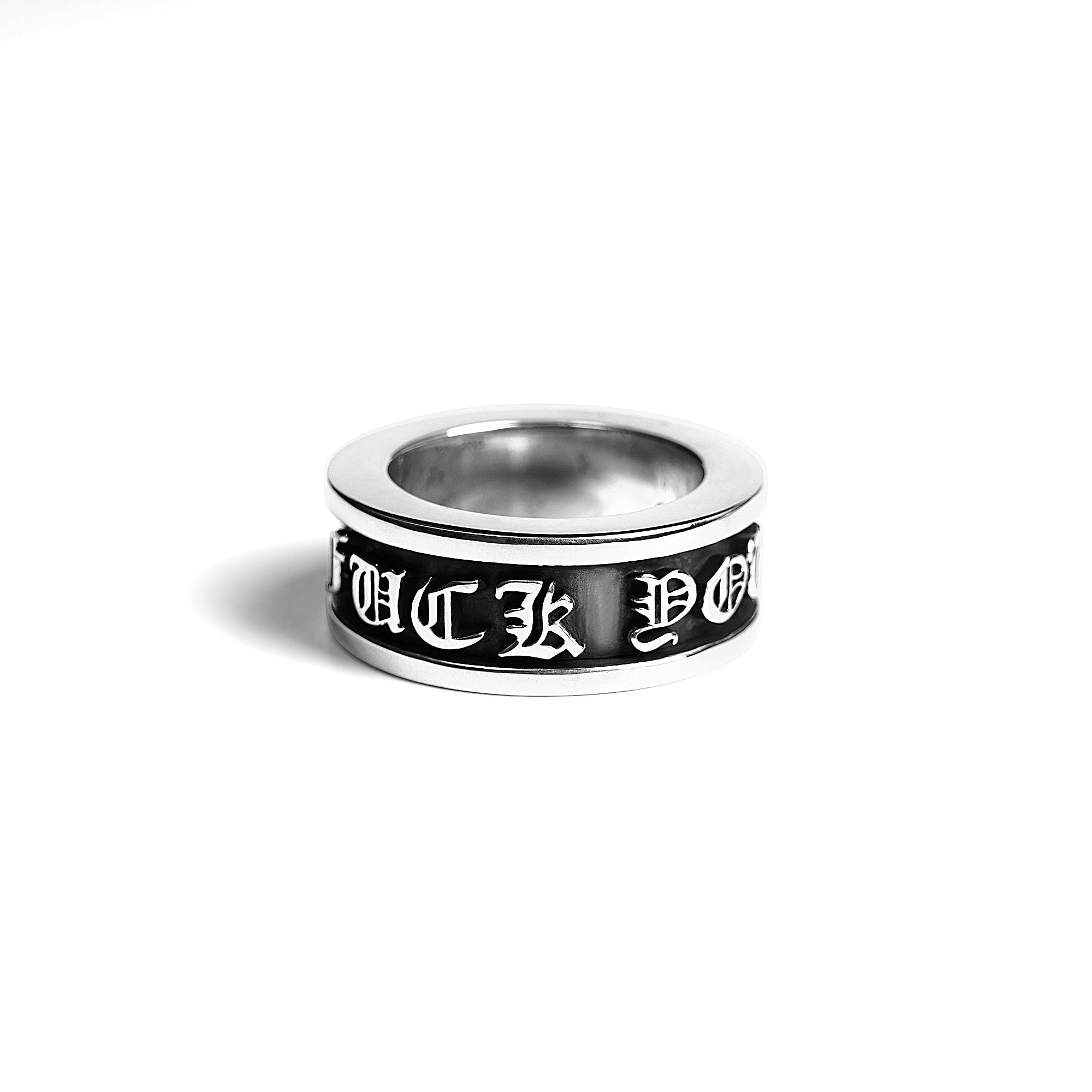 authentic fuck you spinner ring - premium designer jewelry front view