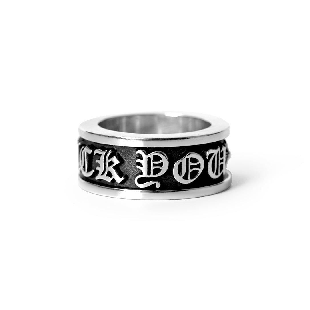 authentic fuck you spinner ring - premium designer jewelry front view