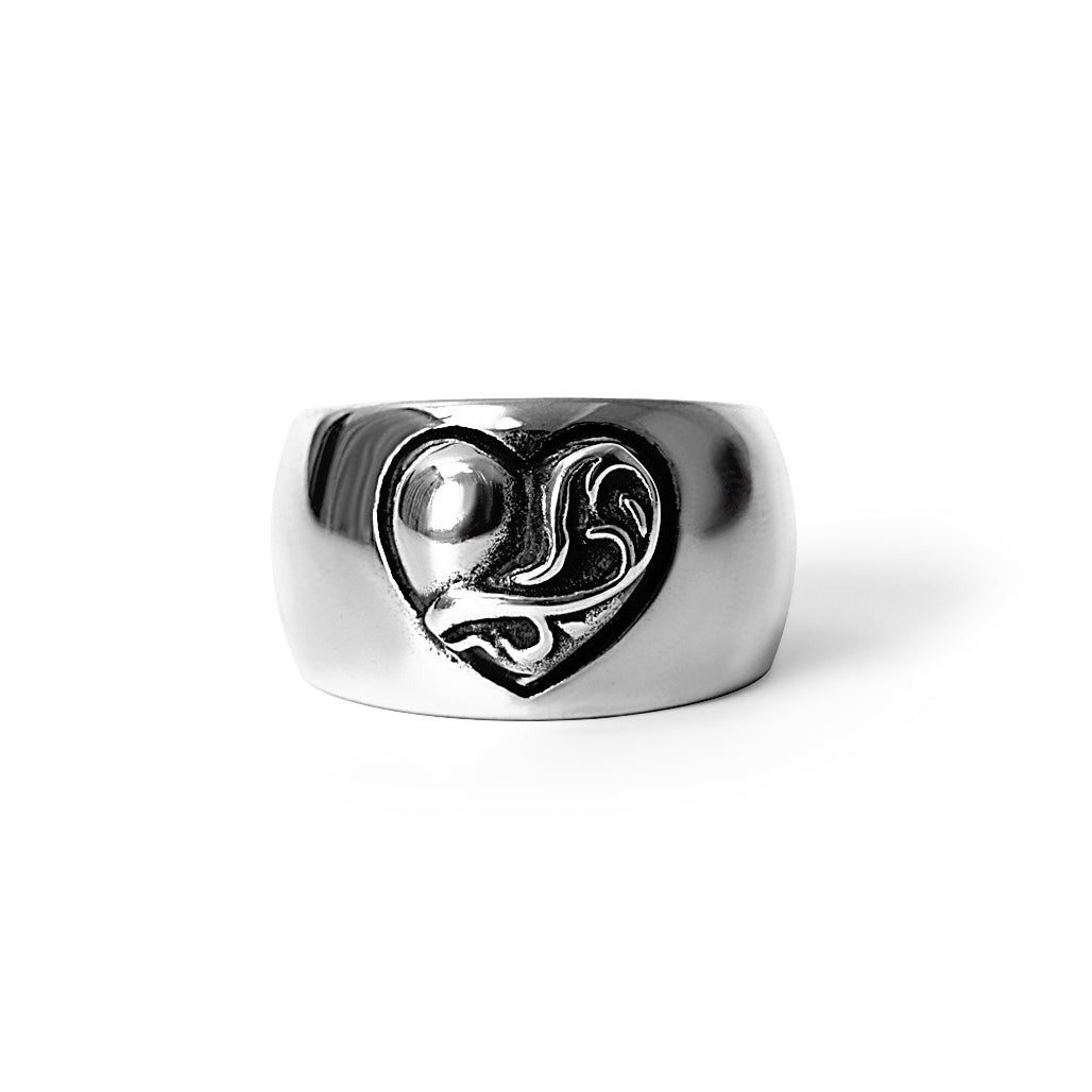 authentic heart band ring - premium designer jewelry front view
