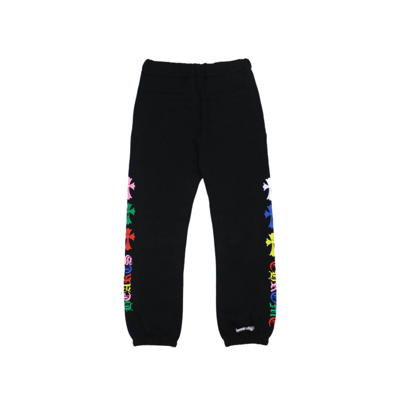 authentic chrome hearts multicolor cemetery cross sweatpants - premium designer jewelry front view