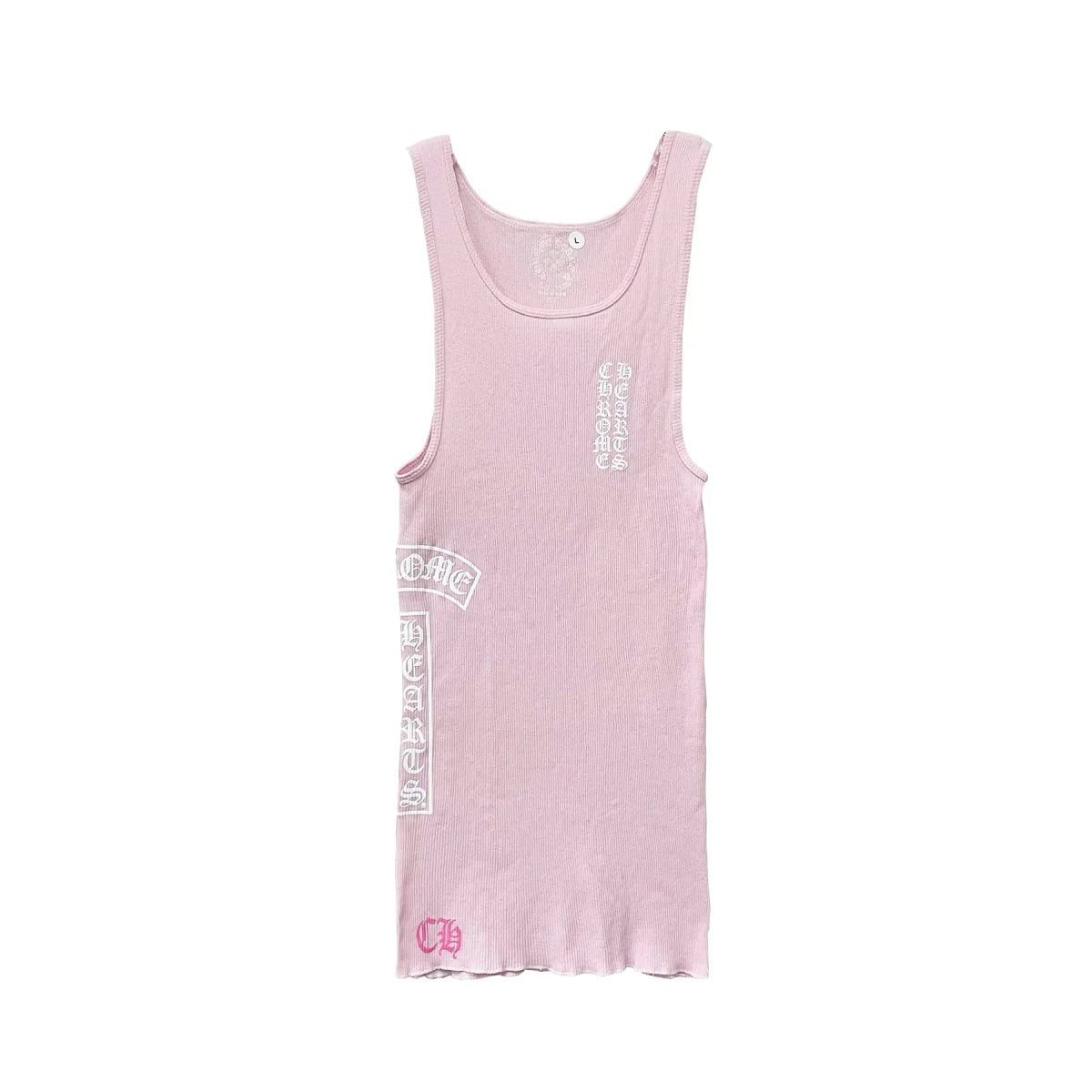 authentic pink chrome hearts tank - premium designer jewelry front view