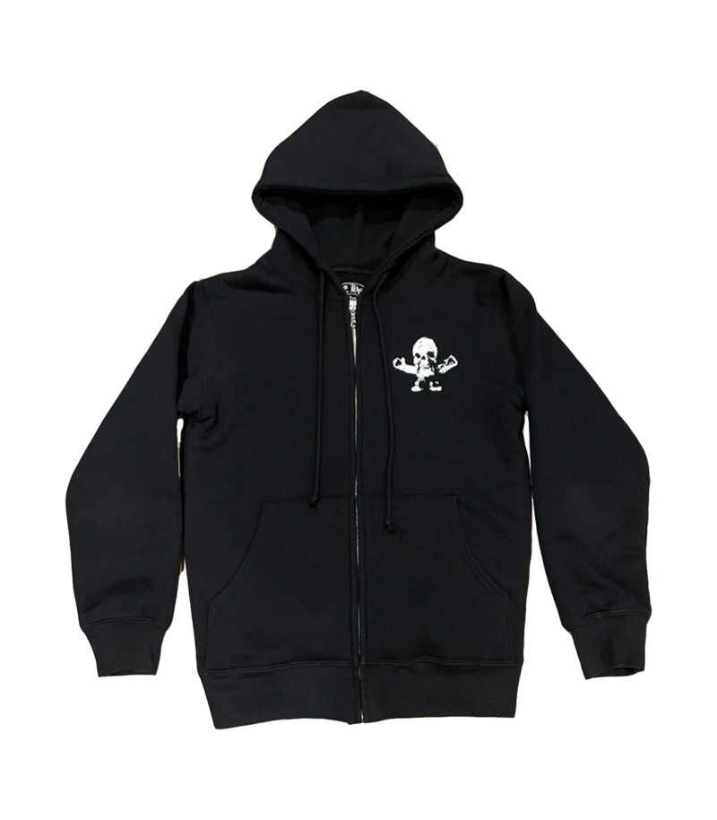 authentic rare ch foti skeleton circle logo zip up hoodie - premium designer jewelry front view