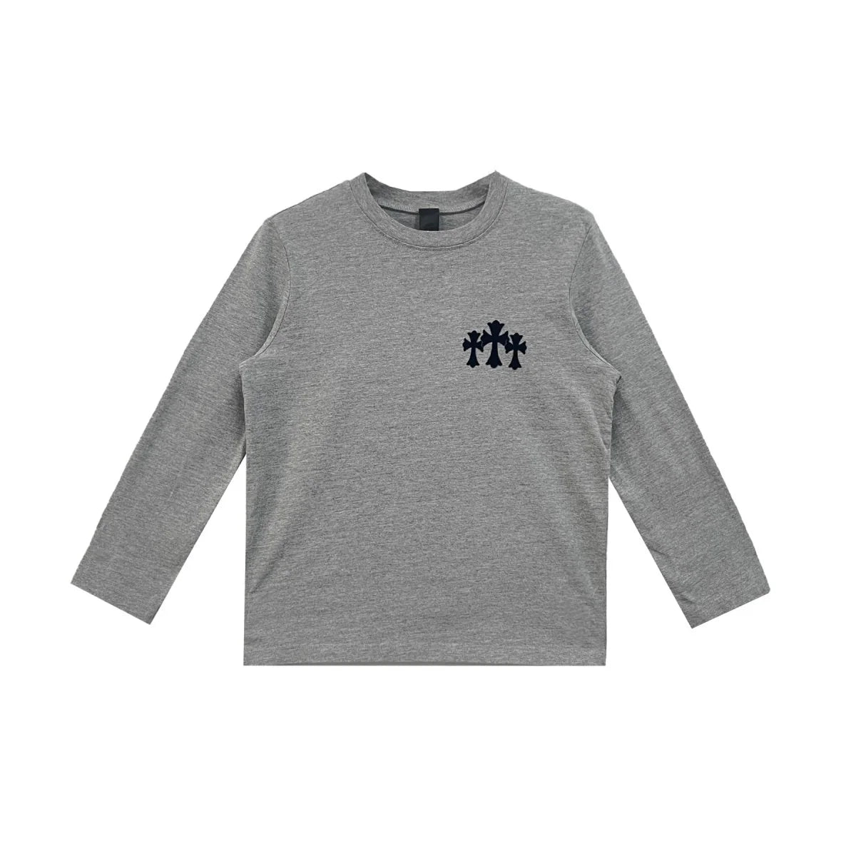 authentic grey chrome hearts long sleeve - premium designer jewelry front view