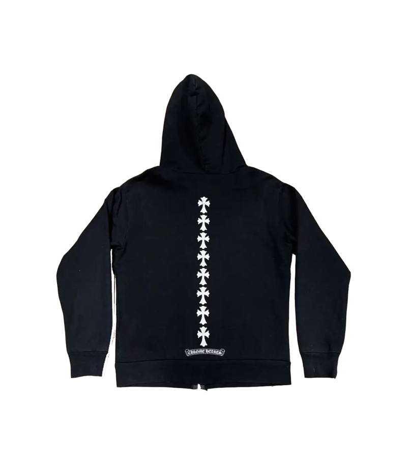 authentic chrome hearts triple cross logo zip up hoodie - premium designer jewelry front view