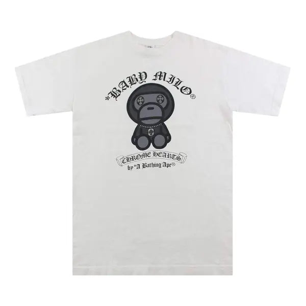 authentic chrome heart bape shirt - premium designer jewelry front view