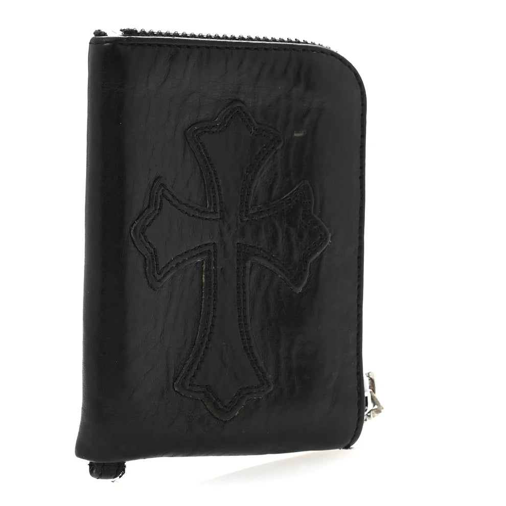 authentic chrome hearts cross wallet - premium designer jewelry front view